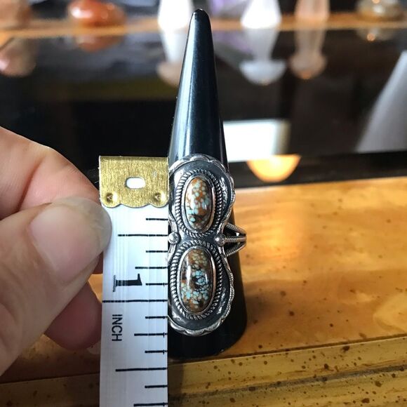 Natural Royston Blue Horizon Turquoise Sterling Silver Horseshoe Ring Size 9 - Picture 5 of 9